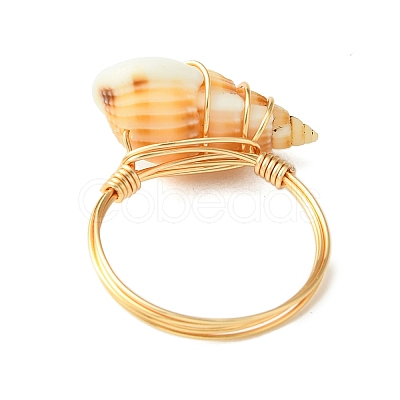 Natural Spiral Shell Finger Rings RJEW-TA00169-1
