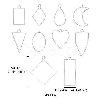 10Pcs Alloy Open Back Bezel Pendants PALLOY-YWC0002-02S-1