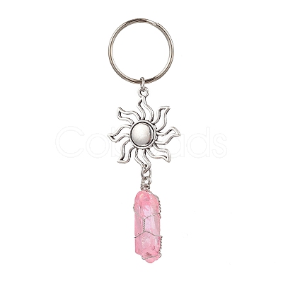 Natural Quartz & Alloy Keychain KEYC-JKC01147-1
