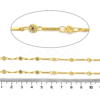Brass Textured Flat Round Bar Link Chains CHS-H112-07G-1