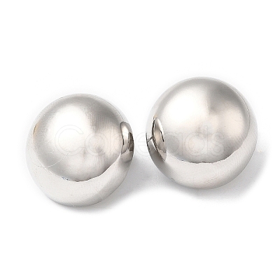 Rack Plating Brass Half Round Stud Earrings EJEW-Q766-07P-1