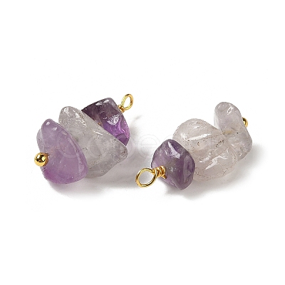 Natural Amethyst Pendants KK-P242-31G-10-1