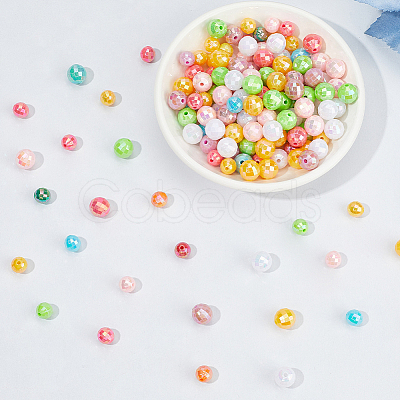 400Pcs 2 Styles Plating Eco-Friendly Poly Styrene Acrylic Beads OACR-PA0001-68-1