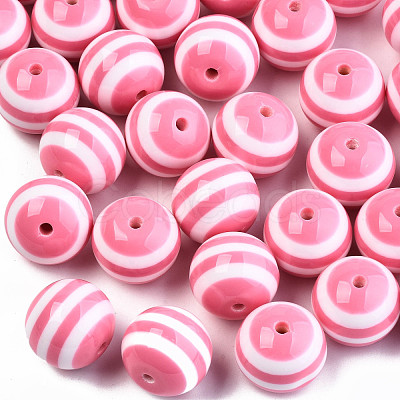 Round Striped Resin Beads X-RESI-R158-20mm-06-1