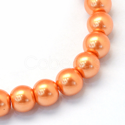 Baking Paint Pearlized Glass Pearl Round Bead Strands HY-Q330-8mm-36-1