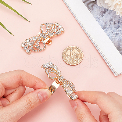 2Pcs Bowknot Alloy Rhinestone Shoe Decorations FIND-CP0002-28A-1