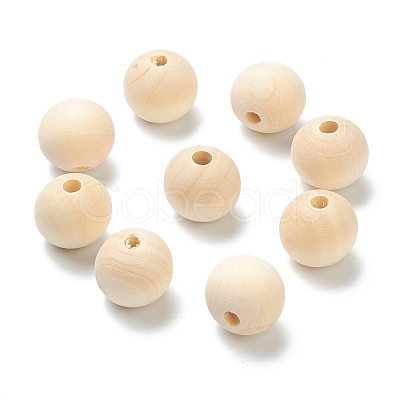 Natural Unfinished Wood Beads WOOD-XCP0001-19A-1
