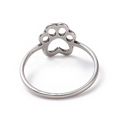 Non-Tarnish 201 Stainless Steel Paw Print Finger Ring RJEW-J051-25P-1