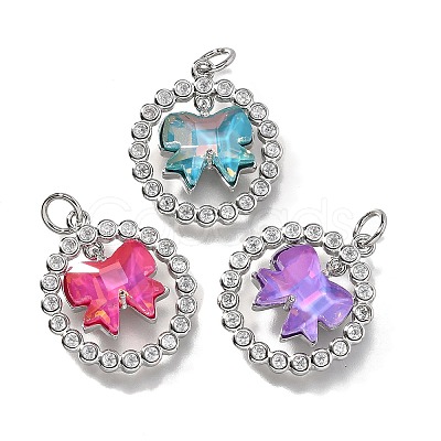 Brass Micro Pave Cubic Zirconia Pendants KK-Q043-07P-1