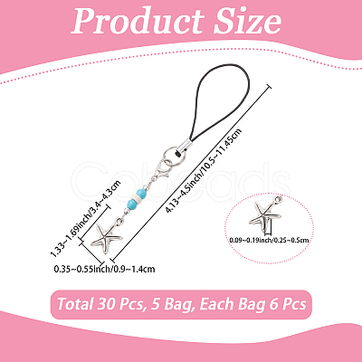 5 Bags Marine Theme Alloy Mobile Straps HJEW-CP0001-29-1