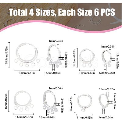 SUPERFINDINGS 40Pcs 4 Style Rack Plating Eco-friendly Brass Huggie Hoop Earring Findings KK-FH0003-98-1