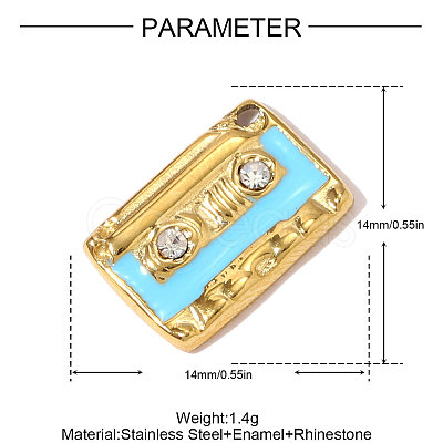 304 Stainless Steel Enamel Charms STAS-OY008-15G-1