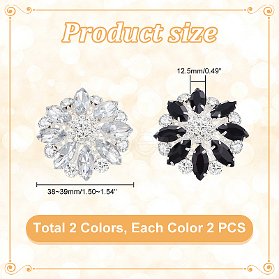 4Pcs 2 Colors Zinc Alloy Rhinestone Ornament Accessories DIY-GA0005-93-1