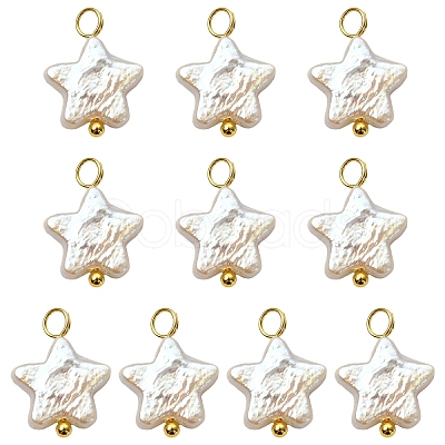 10Pcs Natural Nucleated Baroque Keshi Pearl Pendants PALLOY-YW00106-1