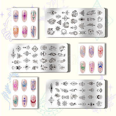 Stainless Steel DIY Nail Art Templates MRMJ-WH0092-012-1