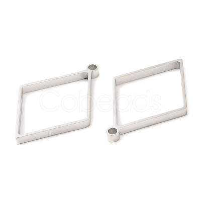 Non-Tarnish 304 Stainless Steel Open Back Bezel Rhombus Pendants LS-STAS-Z040-02B-P-1