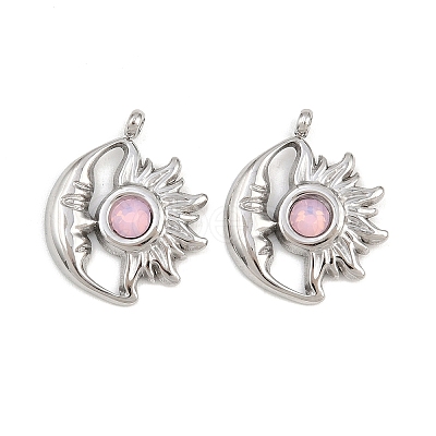304 Stainless Steel Rhinestone Pendants STAS-Z166-24P-10-1