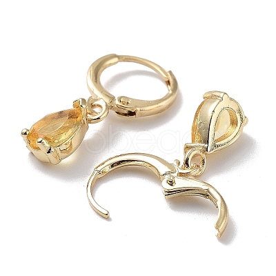 Golden Brass Dangle Hoop Earrings EJEW-L269-045G-04-1