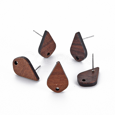 Walnut Wood Stud Earring Findings WOOD-S054-50-1