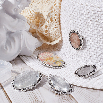 DIY Oval Alloy Brooch Making Kits DIY-SC0028-86-1