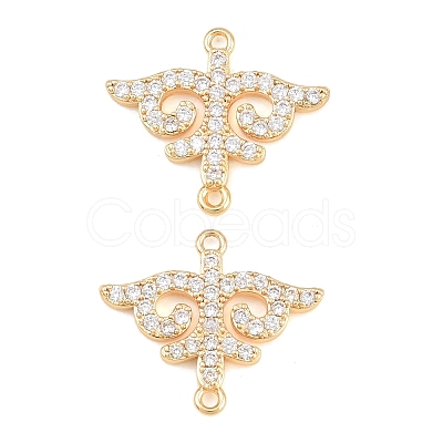 Brass Micro Pave Clear Cubic Zirconia Connector Charms CU-CBA7BFE-03D-G-1