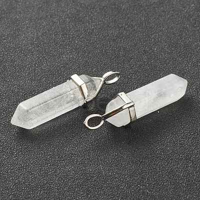 Natural Quartz Crystal Pointed Pendants G-M378-01P-A31-1