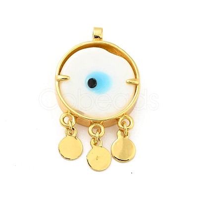 Rack Plating Handmade Evil Eye Lampwork Pendants KK-F838-01F-G-1