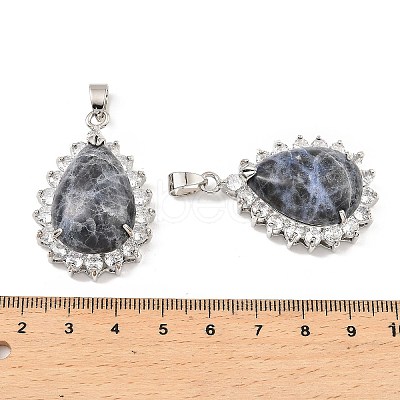 Natural Sodalite & Rhinestone Pendants G-K338-31P-02-1