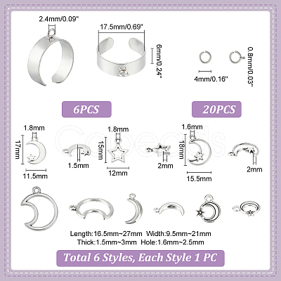 Unicraftale DIY Charms Cuff Ring Making Kit DIY-UN0004-86-1