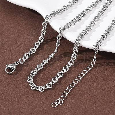 3.8MM 304 Stainless Steel Twisted Chain Necklaces NJEW-P346-02P-1