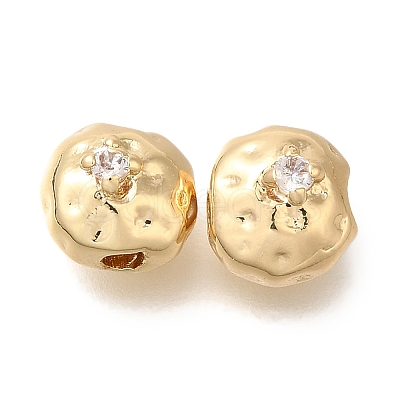 Brass Micro Pave Cubic Zirconia Beads KK-Q001-21G-1