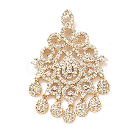 Eco-friendly Brass Micro Pave Clear Cubic Zirconia Big Pendants KK-D079-01G-1