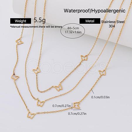 304 Stainless Steel Pendant Double Layer Necklaces for Women OK0426-1-1