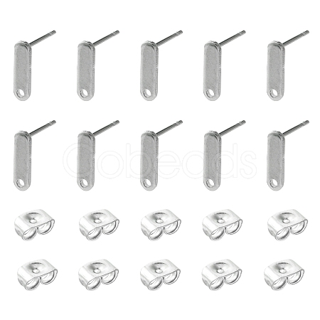 10Pcs 201 Stainless Steel Stud Earring Findings with Hole EJEW-FS0001-14D-1