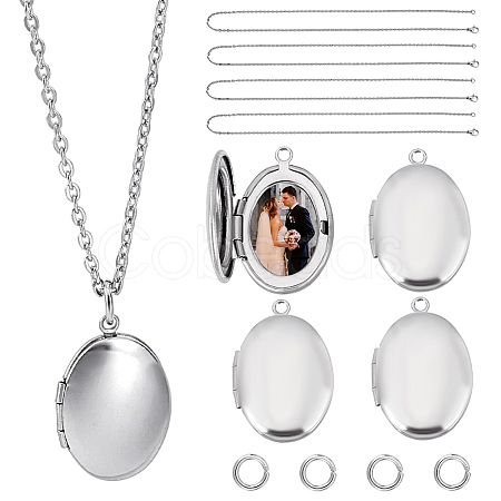 DIY 316 Stainless Steel Locket Pendant Necklaces Making Kits NJEW-HY0001-04A-1