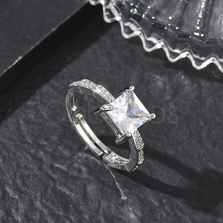 Brass & Clear Cubic Zirconia Finger Rings CU-CBA7E55-09P-1