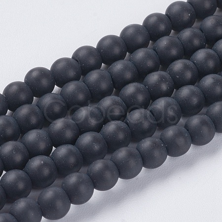 Synthetic Black Stone Beads Strands X-G-G508-6-1