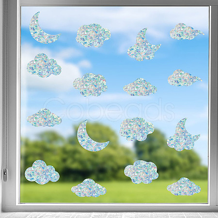 16Pcs Waterproof PVC Colored Laser Stained Window Film Static Stickers DIY-WH0314-098-1