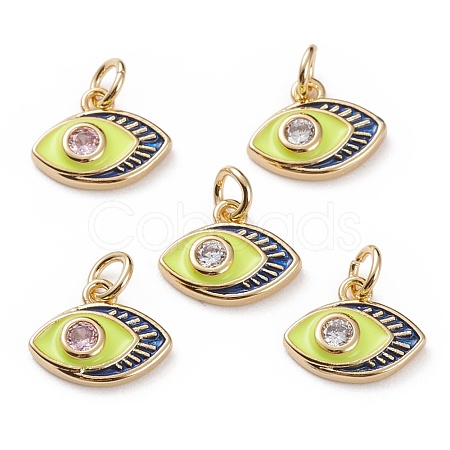 Brass Micro Pave Clear Cubic Zirconia Charms KK-C100-15G-B01-1
