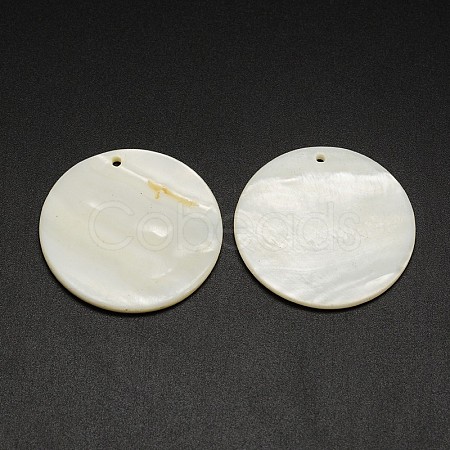 Flat Round Freshwater Shell Pendants X-SHEL-M005-35-1