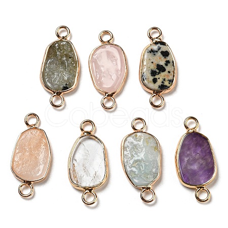 Natural Mixed Stone Connector Charms KK-C034-03G-1