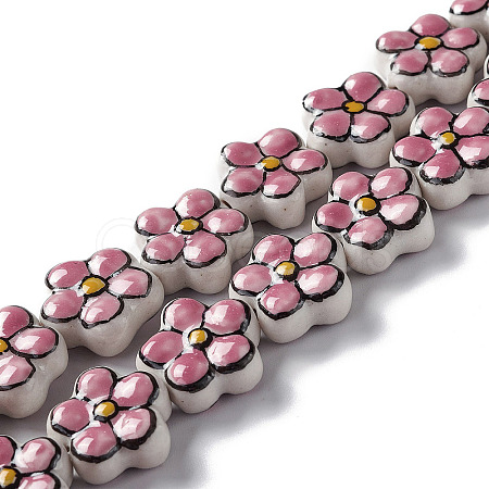 Handmade Porcelain Flower Beads Strands PORC-F003-01F-1