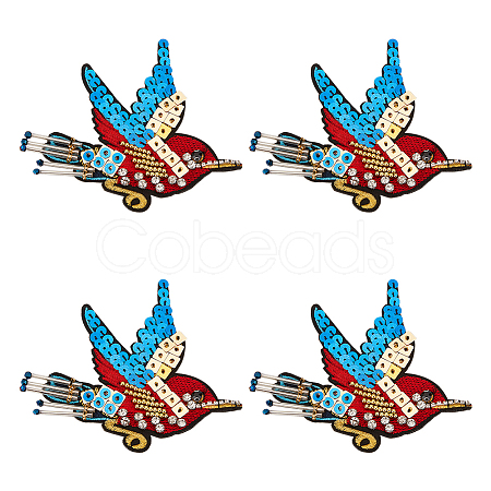 Bird Polyester Embroidery Iron on Appliques PATC-WH0008-35-1