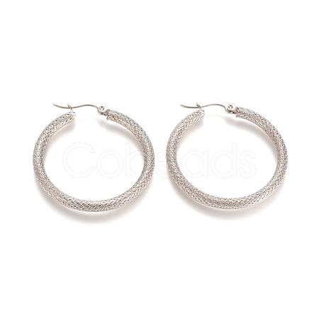 Tarnish Resistant 201 Stainless Steel Geometric Hoop Earrings STAS-D171-12A-P-1