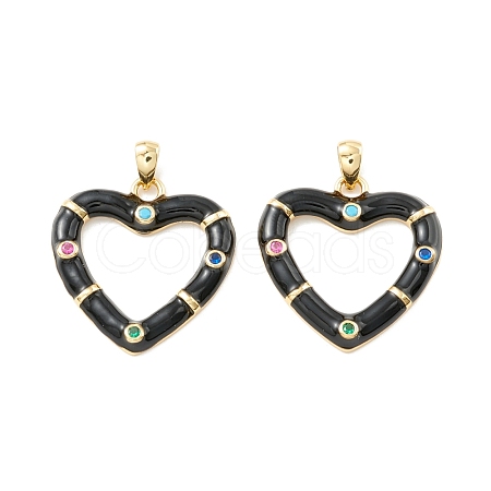 Rack Plating Brass Micro Pave Colorful Cubic Zirconia Pendants KK-D073-07G-05-1