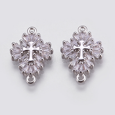 5Pcs Brass Micro Pave Clear Cubic Zirconia Links ZIRC-SZ0005-22-1