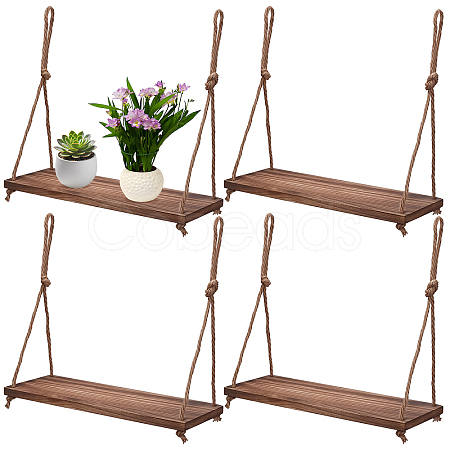 4Pcs Rectangle Wooden Hanging Stands for Plants ODIS-WA0001-15-1