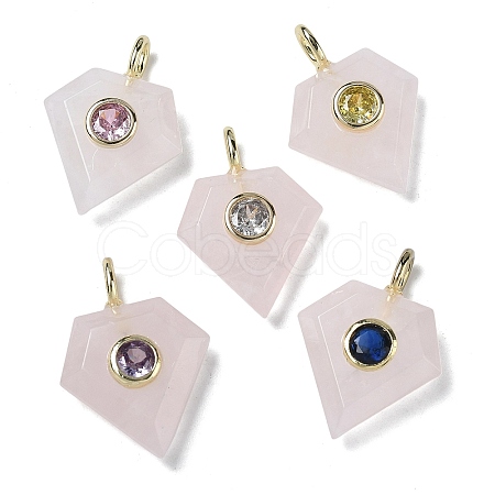 Natural Rose Quartz Faceted Pendants G-F819-03G-07-1