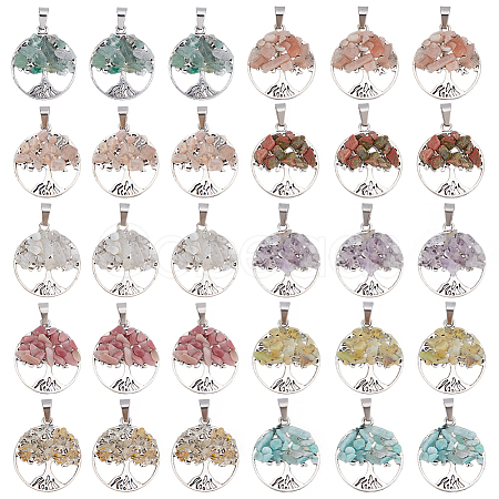 30Pcs 10 Styles Tibetan Style Alloy Pendants PALLOY-HY00062-1