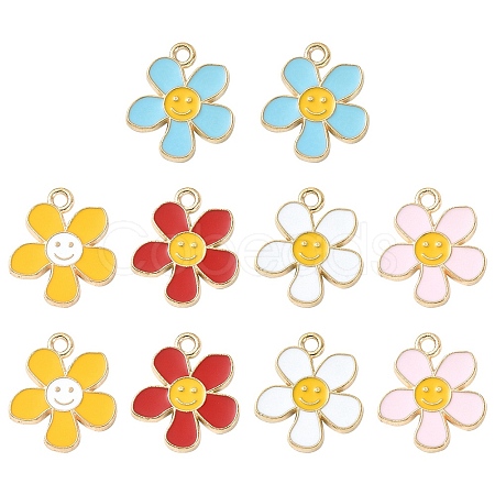 10Pcs 5 Colors Alloy Enamel Pendants ENAM-YW0002-96-1